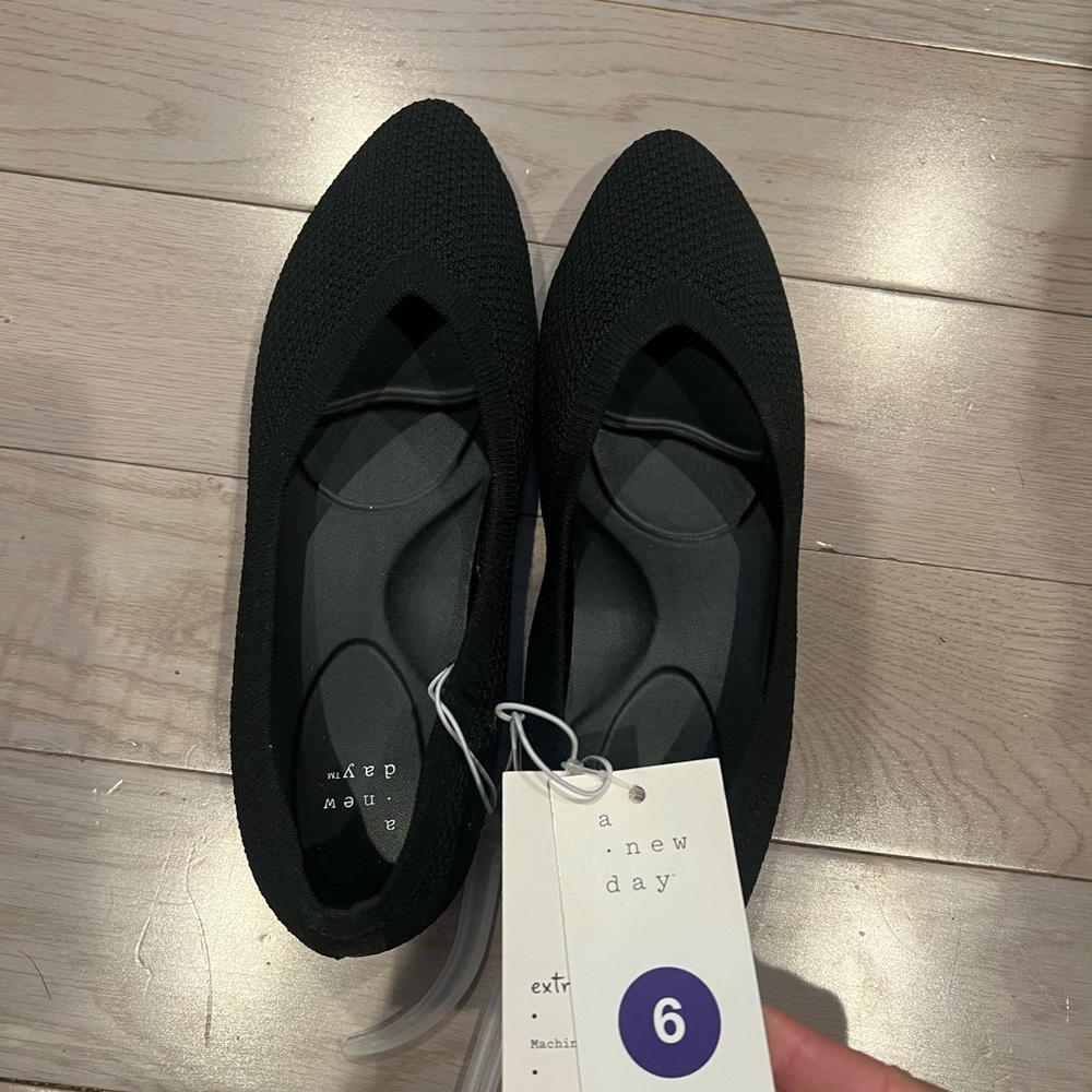 A New Day Black Suede Ballet Flats